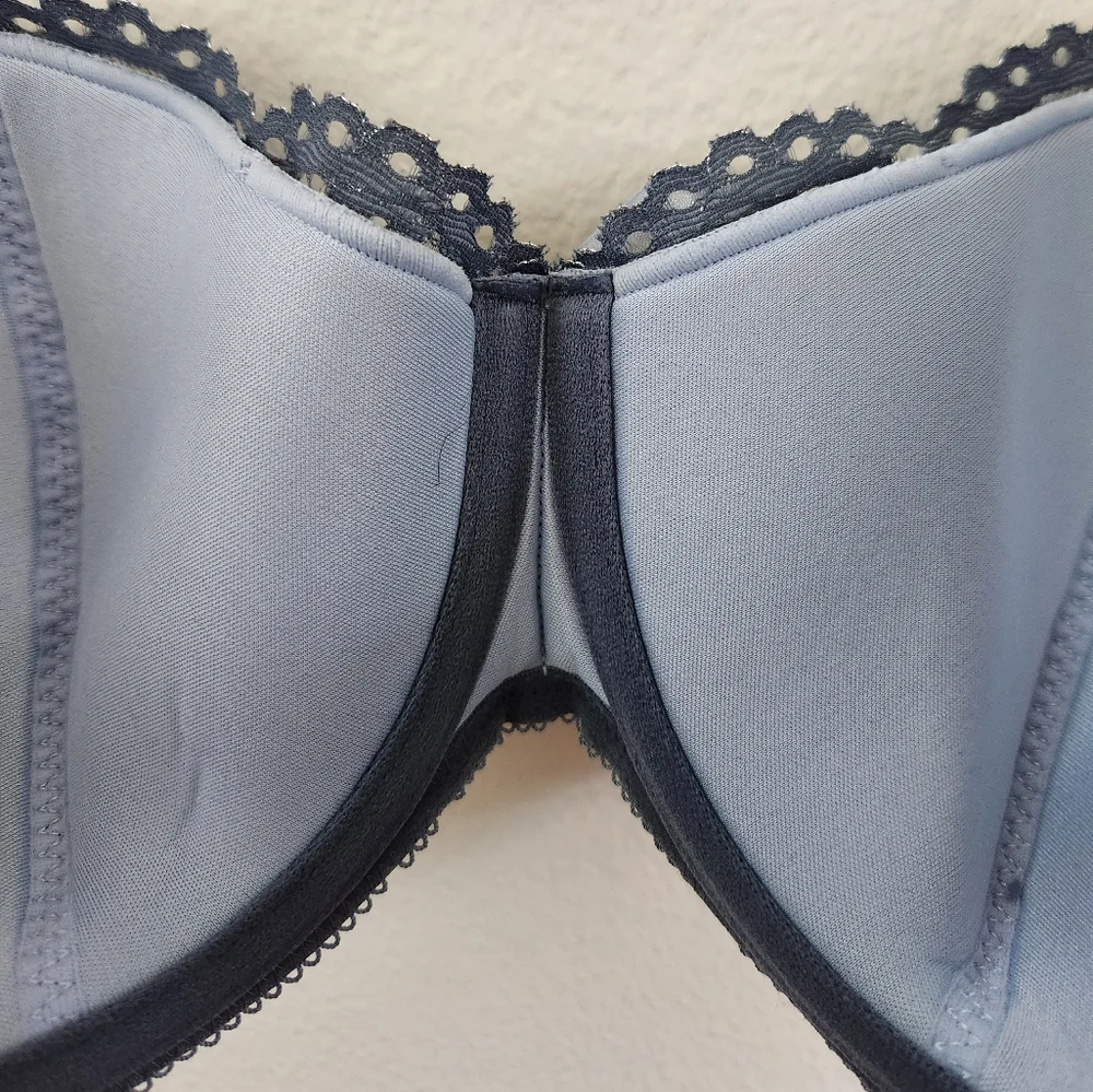 B.Tempt'd by Wacoal Women's Ciao Bella‎ Lace Balconette Bra Blue Gray 36DDD NWT